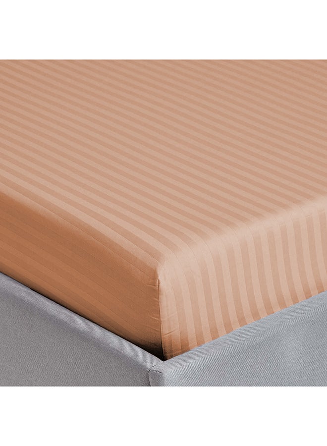 ARISTOCRAT 2-Pieces Stripe Fitted Sheet Set - 90x200+17cm (Peach) Microfiber Peach Single - 90x200+17cm  - Image 2