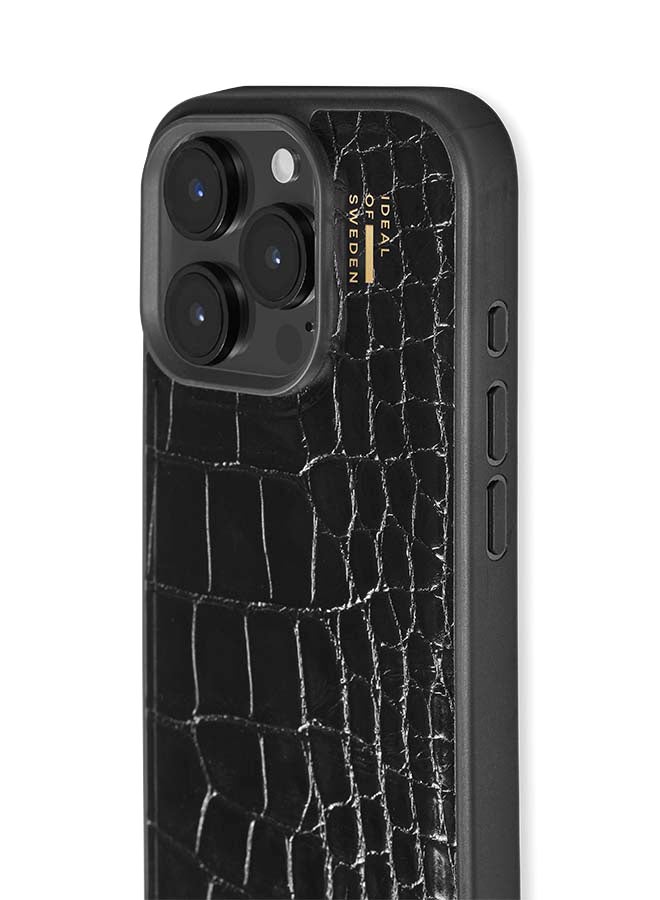 Ideal of Sweden, Vegan Leather Case MegSafe for iPhone 16 Pro Max, Black Crocodile Black Croco - Image 2