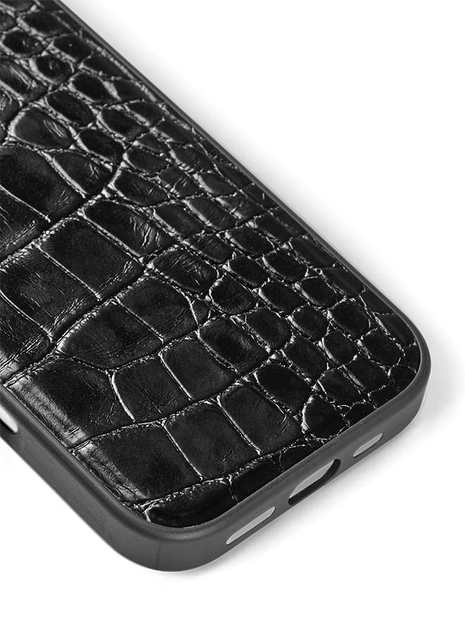 Ideal of Sweden, Vegan Leather Case MegSafe for iPhone 16 Pro Max, Black Crocodile Black Croco - Image 3