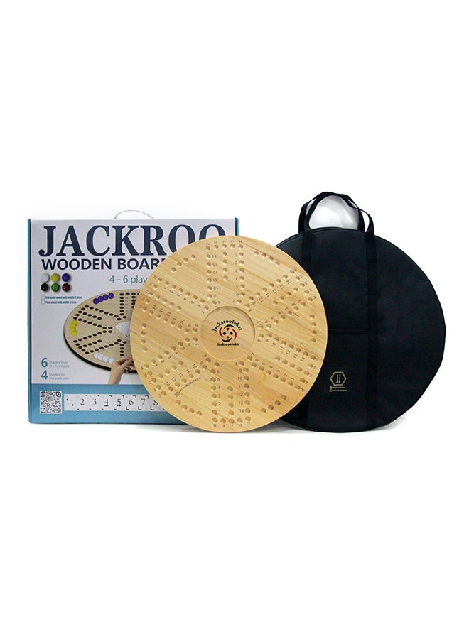 جاكارو جوكر Solid Pine Wood Jacaroo Double Sided Board Game For 4 And 6 Players, Two Sides Jakaroo With Glass Marbles, Playing Cards And Carry Bag 4 Players  - Image 1