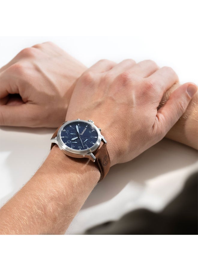 تمبرلاند Boys' Driscoll 46 mm Men's Multifunction Watch Blue  Dial  & Brown 1 Leather Strap  - Image 5