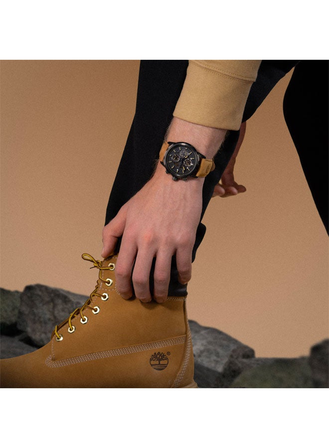 Timberland Men's Hampton Harbour 46 mm Men's Multifunction Watch Black Dial  & Brown Leather Strap - Image 5