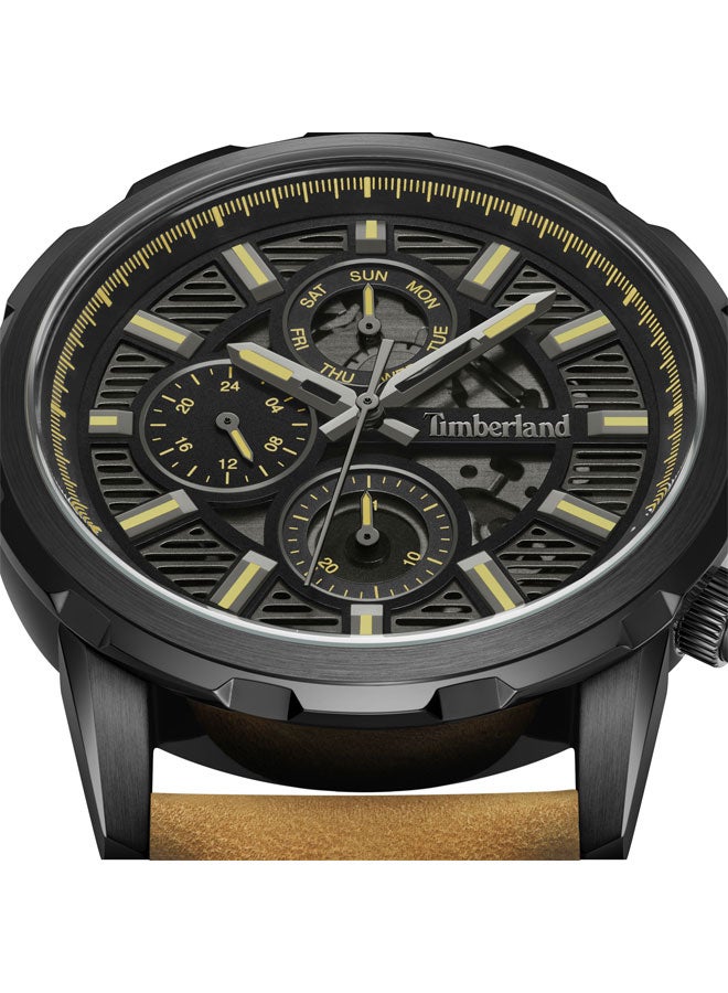 Timberland Men's Hampton Harbour 46 mm Men's Multifunction Watch Black Dial  & Brown Leather Strap - Image 4