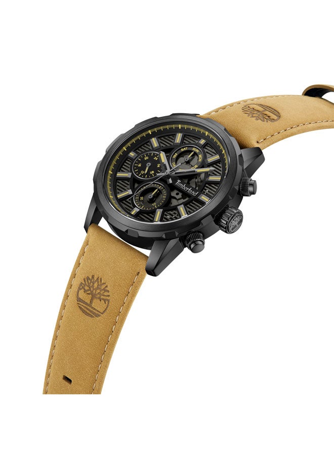 Timberland Men's Hampton Harbour 46 mm Men's Multifunction Watch Black Dial  & Brown Leather Strap - Image 2