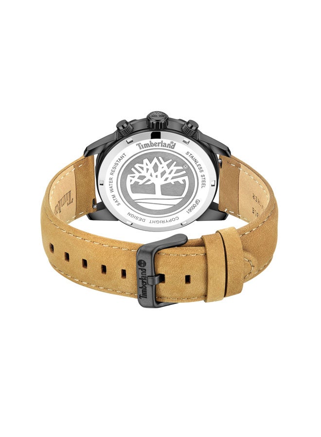 Timberland Men's Hampton Harbour 46 mm Men's Multifunction Watch Black Dial  & Brown Leather Strap - Image 3