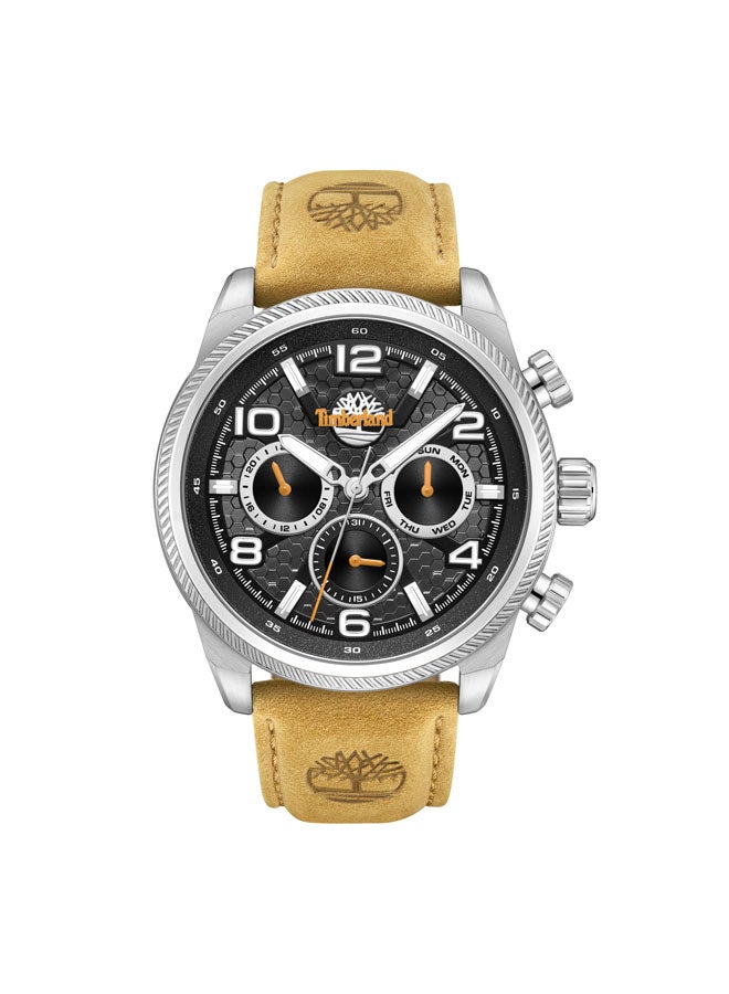 Timberland Men's Henniker Ii 46 mm Men's Multifunction Watch Black Dial  & Brown Leather Strap - Image 1