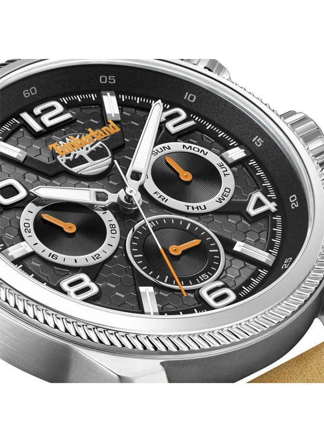 Timberland Men's Henniker Ii 46 mm Men's Multifunction Watch Black Dial  & Brown Leather Strap - Image 4