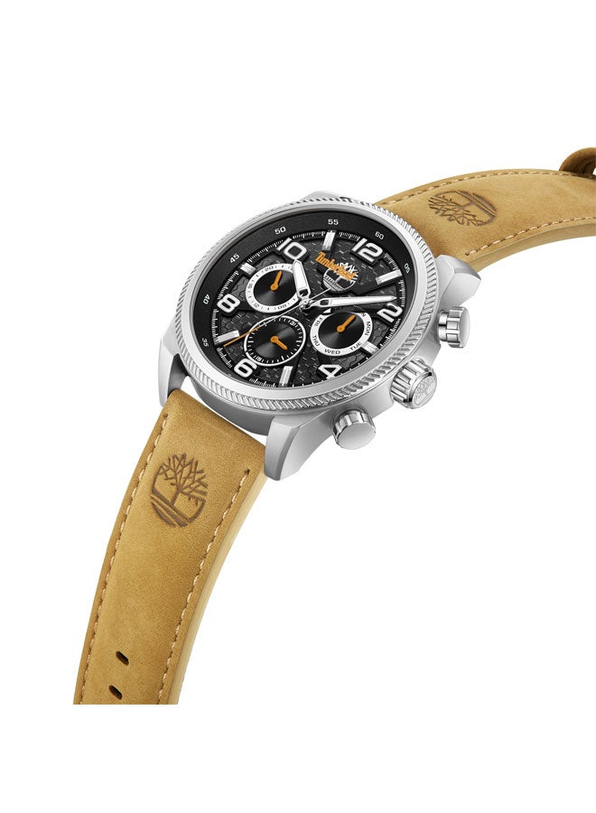 Timberland Men's Henniker Ii 46 mm Men's Multifunction Watch Black Dial  & Brown Leather Strap - Image 2