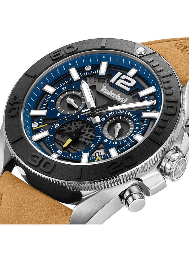 Timberland Men's Marshfield 44 mm Men's Multifunction Watch Blue  Dial  & Brown Leather Strap - Image 4