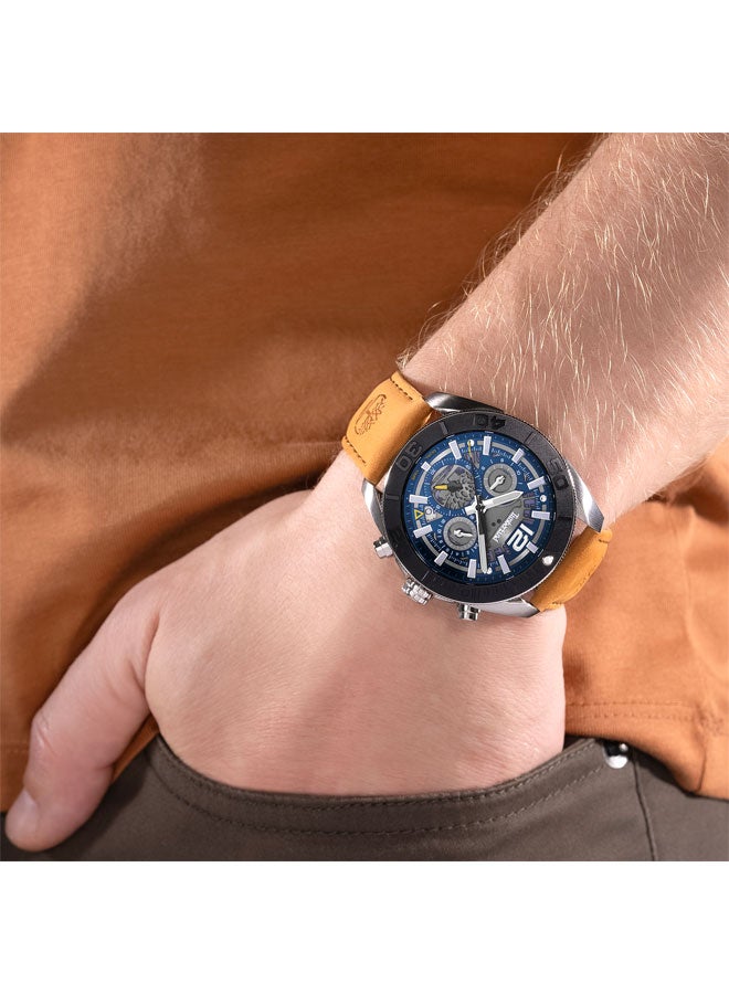 Timberland Men's Marshfield 44 mm Men's Multifunction Watch Blue  Dial  & Brown Leather Strap - Image 5
