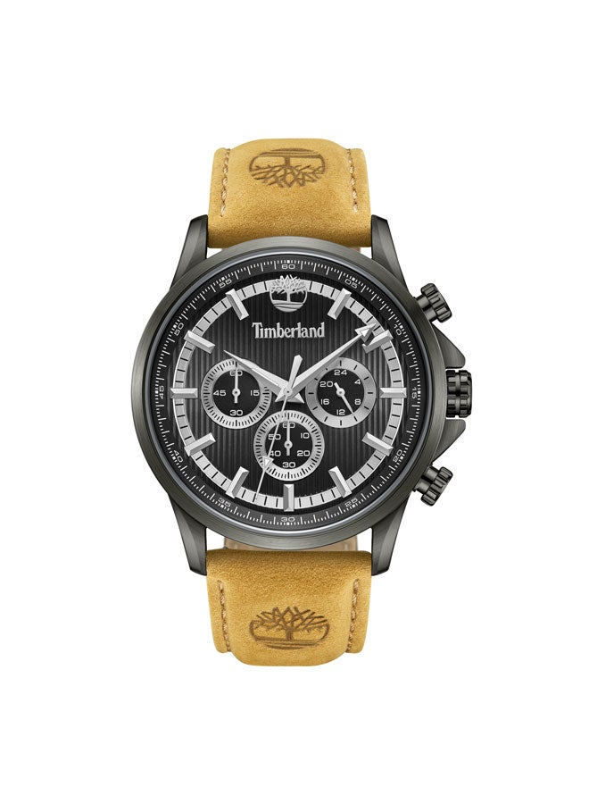 تمبرلاند Boys' Bernardston 45 mm Men's Multifunction Watch Black Dial  & Brown Leather Strap  - Image 1