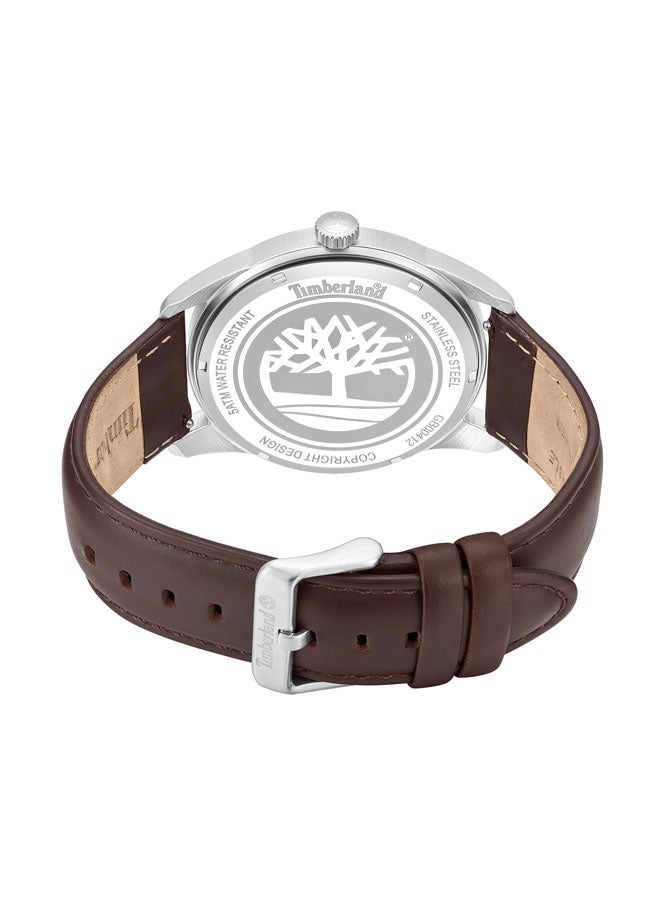 تمبرلاند ساعة متعددة الوظائف للرجال 45 مم من نورثبريدج بقرص أخضر وحزام جلد بني - Image 3