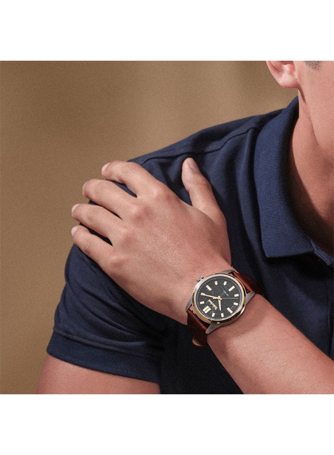 تمبرلاند ساعة متعددة الوظائف للرجال 45 مم من نورثبريدج بقرص أخضر وحزام جلد بني - Image 4