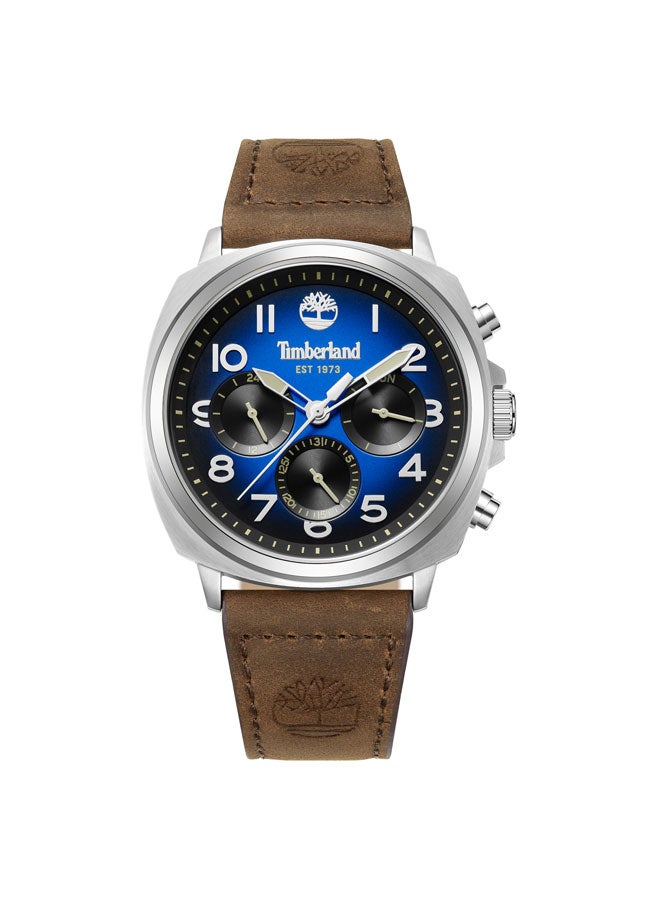Timberland Men's Williston-Small 43.5 mm Men's Multifunction Watch Blue Dial  & Brown Leather Strap - Image 1