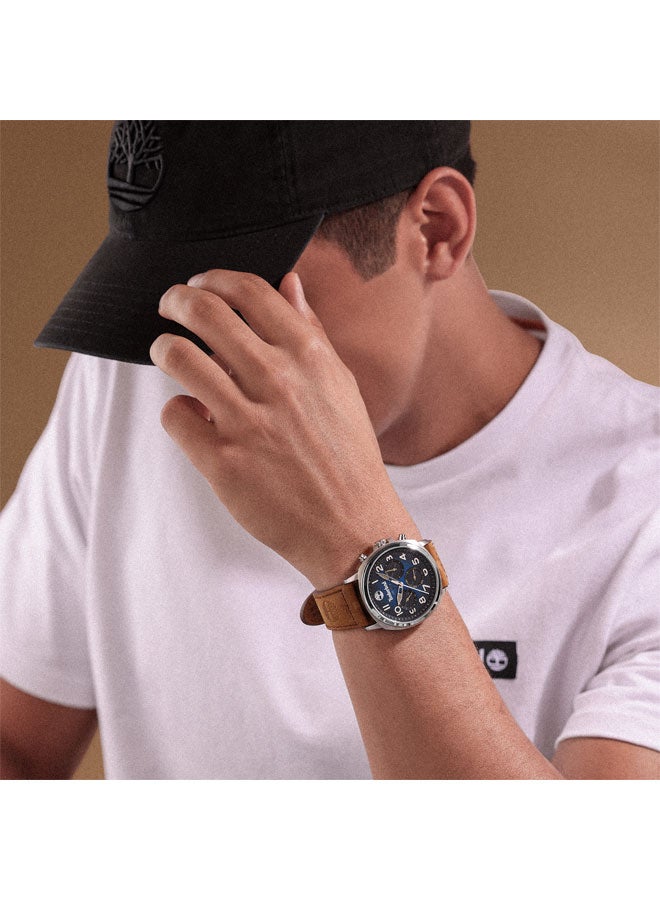 Timberland Men's Williston-Small 43.5 mm Men's Multifunction Watch Blue Dial  & Brown Leather Strap - Image 5