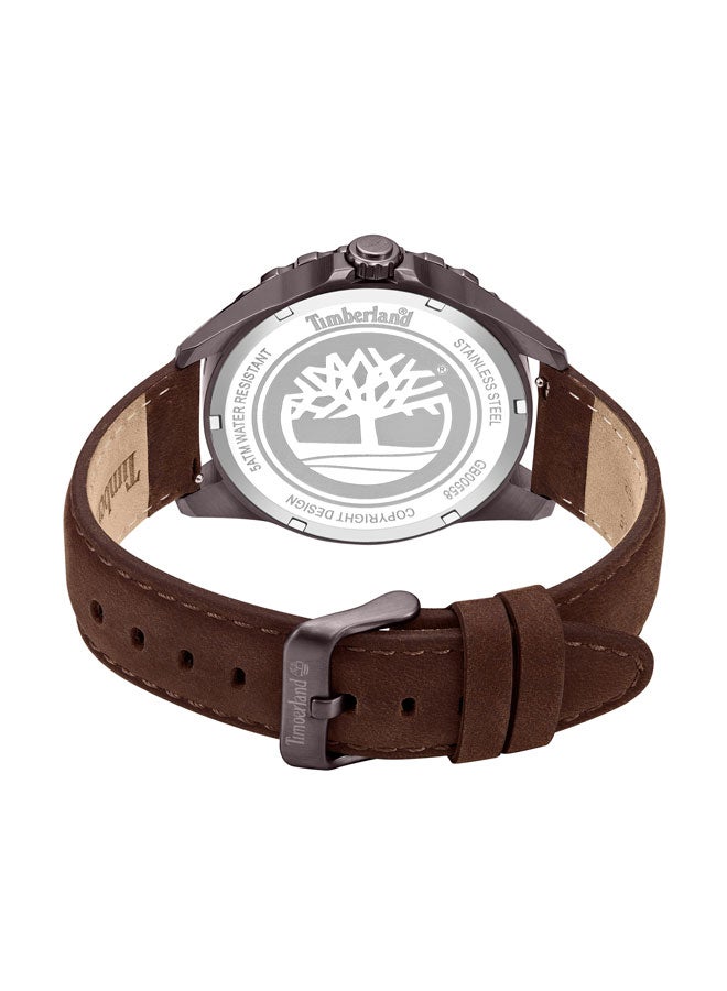 Timberland Men's Day Pond 45 mm Men's Multifunction Watch Black Dial  & Brown Leather Strap - Image 3