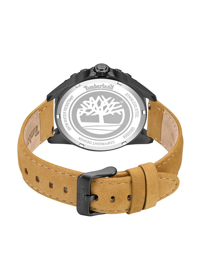 Timberland Men's Day Pond 45 mm Men's Multifunction Watch Black Dial  & Brown Leather Strap - Image 3