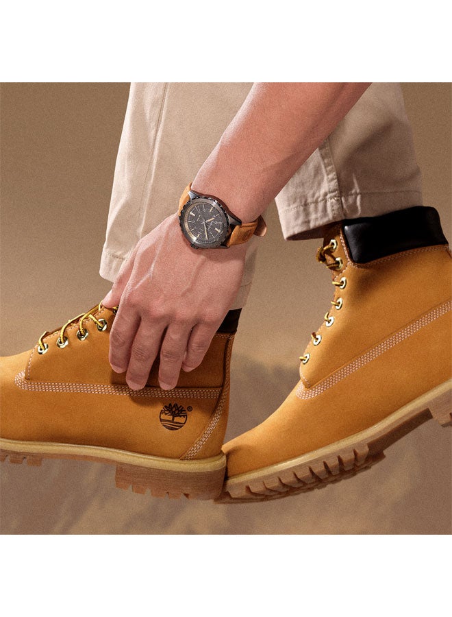 Timberland Men's Day Pond 45 mm Men's Multifunction Watch Black Dial  & Brown Leather Strap - Image 4