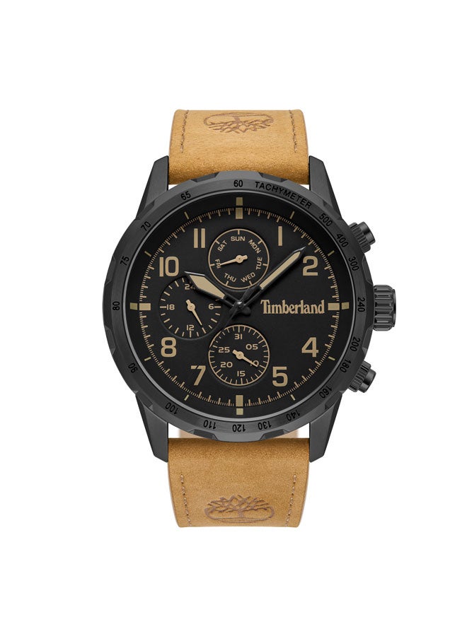 تمبرلاند Boys' Campton 44 mm Men's Multifunction Watch Black Dial  & Brown Leather Strap  - Image 1