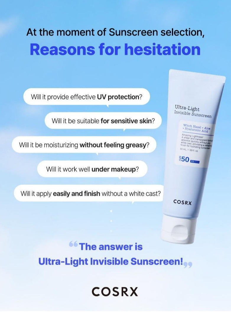 Cosrx Ultra Light Invisible Sunscreen SPF 50 PA++++ - 50ml  - Image 5