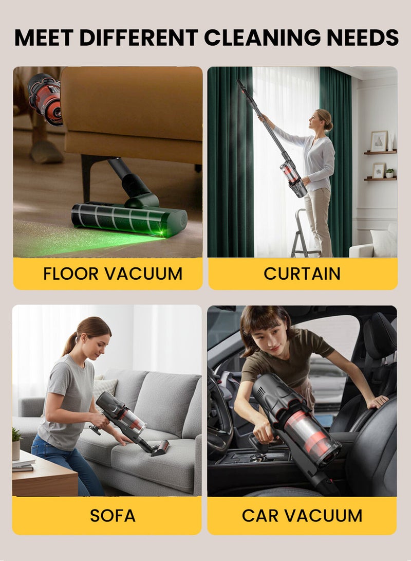 ديرما مكنسة كهربائية محمولة بدون سلك خفيفة الوزن، قابلة للشحن، بقوة شفط عالية مع ملحقات متعددة للاستخدام في المنزل والسيارة والمكتب - Image 5