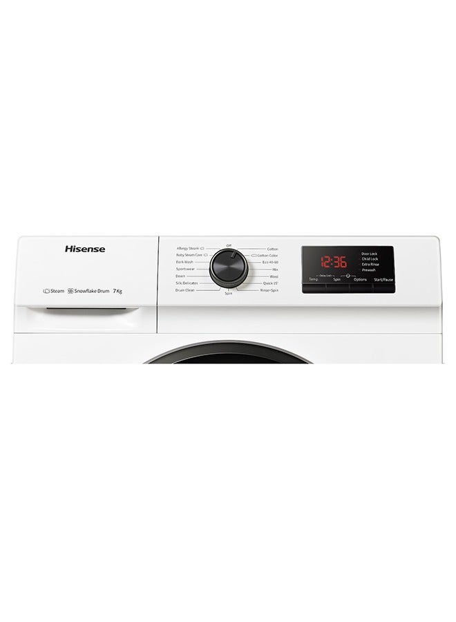 Hisense - 7 kg Front Load Washing Machine With 1200 RPM speed & 15 Automatic programs WFVB7012M White - Image 1