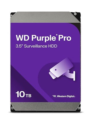 Purple Pro 10TB Surveillance Hard Drive, 3.5" SATA 6Gb/s, 7200 RPM, 512MB Cache, AI-Optimized, AllFrame AI, Up to 550TB/Year Workload, 24/7 Operation, Supports 64 HD Cameras + 32 AI Streams, WD Device Analytics | WD102PURP 10 TB - pnsku/N70173156V/45/_/1751187873/fe86ab02-215e-4b51-aabd-b9e3c3e79797