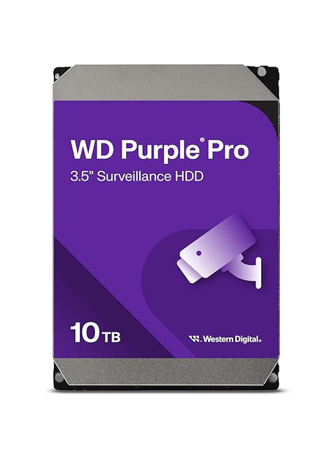 WD Purple Pro 10TB Surveillance Hard Drive, 3.5" SATA 6Gb/s, 7200 RPM, 512MB Cache, AI-Optimized, AllFrame AI, Up to 550TB/Year Workload, 24/7 Operation, Supports 64 HD Cameras + 32 AI Streams, WD Device Analytics | WD102PURP 10 TB  - Image 1