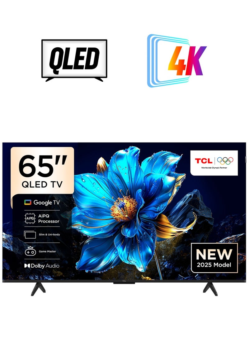 تي سي إل 65 Inch QLED 4K Smart TV HDMI 3 USB1 60Hz DLG 120Hz 65P7K Black - Image 1