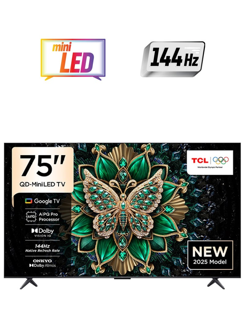 TCL 75 Inch Mini LED 4K Smart TV HDMI 4 USB1 144Hz 75C6K black - Image 1