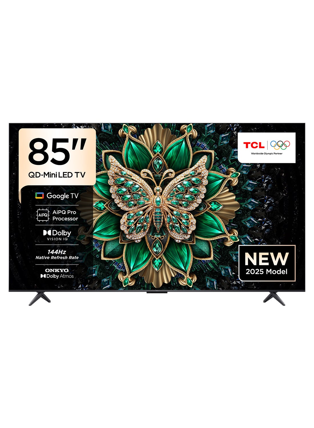 85 Inch Smart TV 4K QD-Mini LED Colorful Quantum Crystal HDR 10+ Gaming Google TV, 144Hz Native Refresh Rate, ONKYO 2.1 Hi-Fi, Dolby Atmos, AI Mode, Game Master (2025 Model), 2 Year Warranty, 85C6K/85Q6C Black