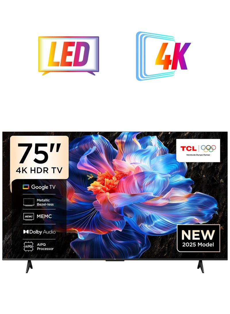 TCL 75 Inch HDR 4K Smart TV HDMI 3 USB1 60Hz 75P6K black - Image 1