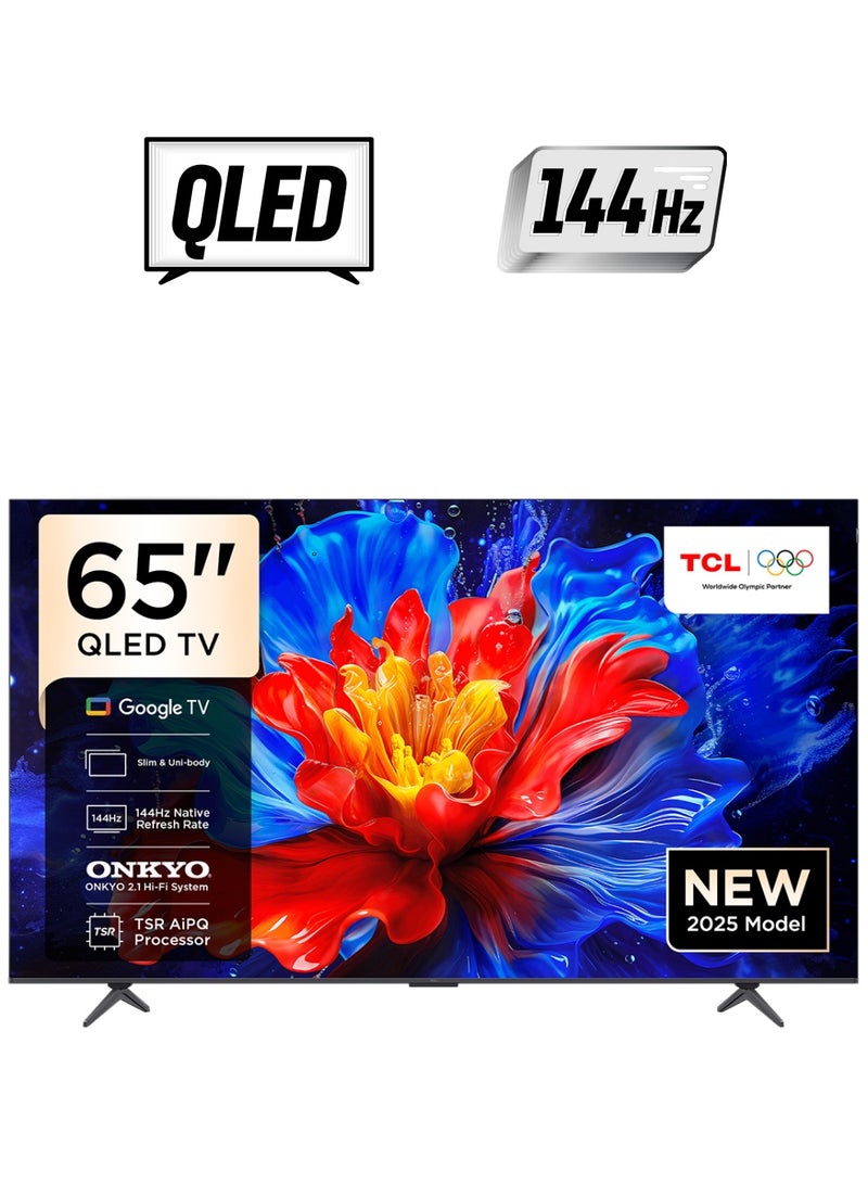 TCL 65 Inch QLED 4K Smart TV, Google TV, HDMI 4 USB1, 144Hz, Slim & Uni-Body, TSR AiPQ Processor, Model Year 2025, 2 Year Warranty - 65P8K Black - Image 1