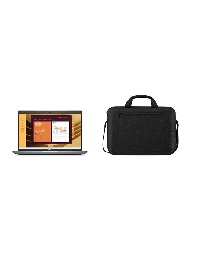 Latitude 5450 Laptop With 14 Inch Full HD(1920X1080) Display, Core Ultra 5-125U Processor/8GB RAM DDR5/512GB SSD/Intel Integrated Graphics/DOS(Without Windows) +Essential Briefcase Black English/Arabic Black