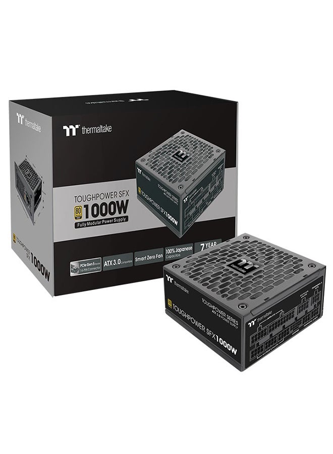 ثيرمال تيك Toughpower SFX 1000W 80+ Gold Fully Modular Power Supply, ATX 3.0 & PCIe Gen 5.0 Ready, Native 12VHPWR (12+4pin) Connector, SFX-L Form Factor, 120mm FDB Fan, 100% Japanese Capacitors, High Efficiency 90%, Low-Profile Flat Cables, Intel ATX 3.0 Compliant, 100,000 Hrs MTBF, SFX-to-ATX Bracket Included – TT Premium Edition | PS-STP-1000FNFAGK-1  - Image 1