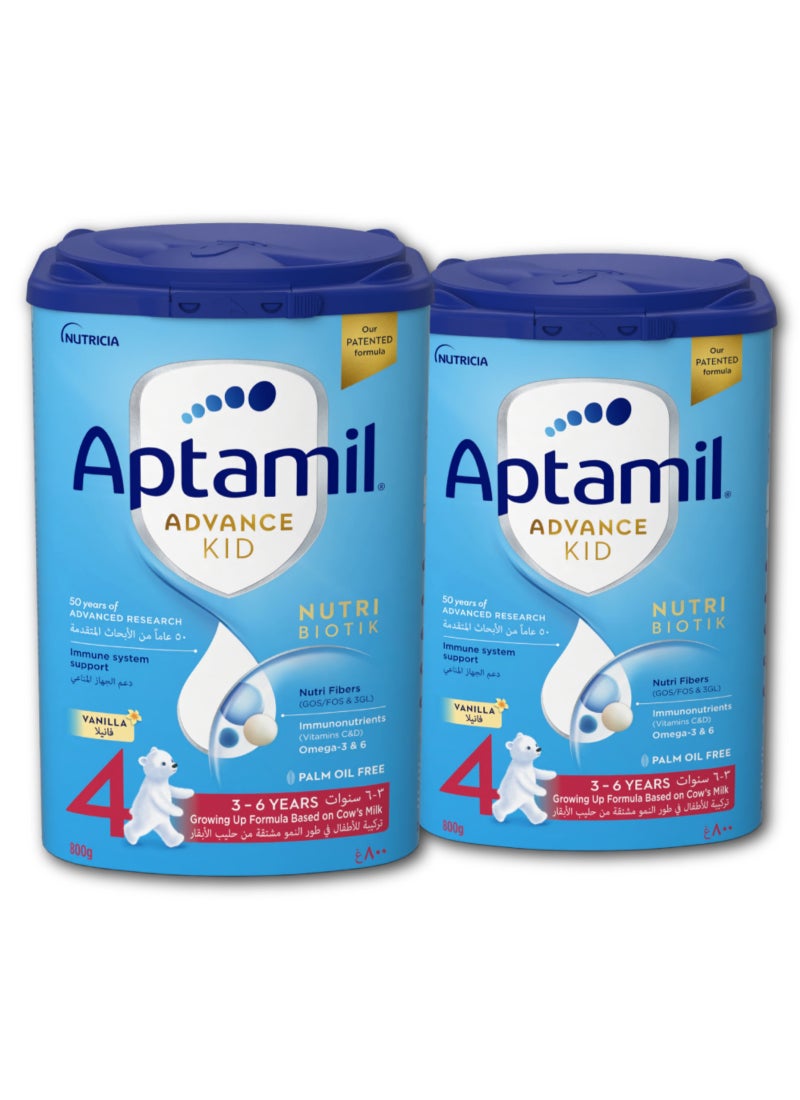 Aptamil Advance Kid 4 Milk Formula Palm Oil Free 3-6 Years Plain Pack of 2 - Image 1