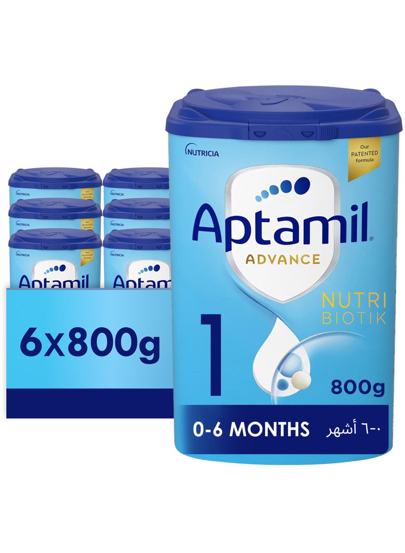 Aptamil Advance 1 Infant Formula Milk From 0-6 Months, Easy To Use Pack Plain Pack of 6 - Image 1