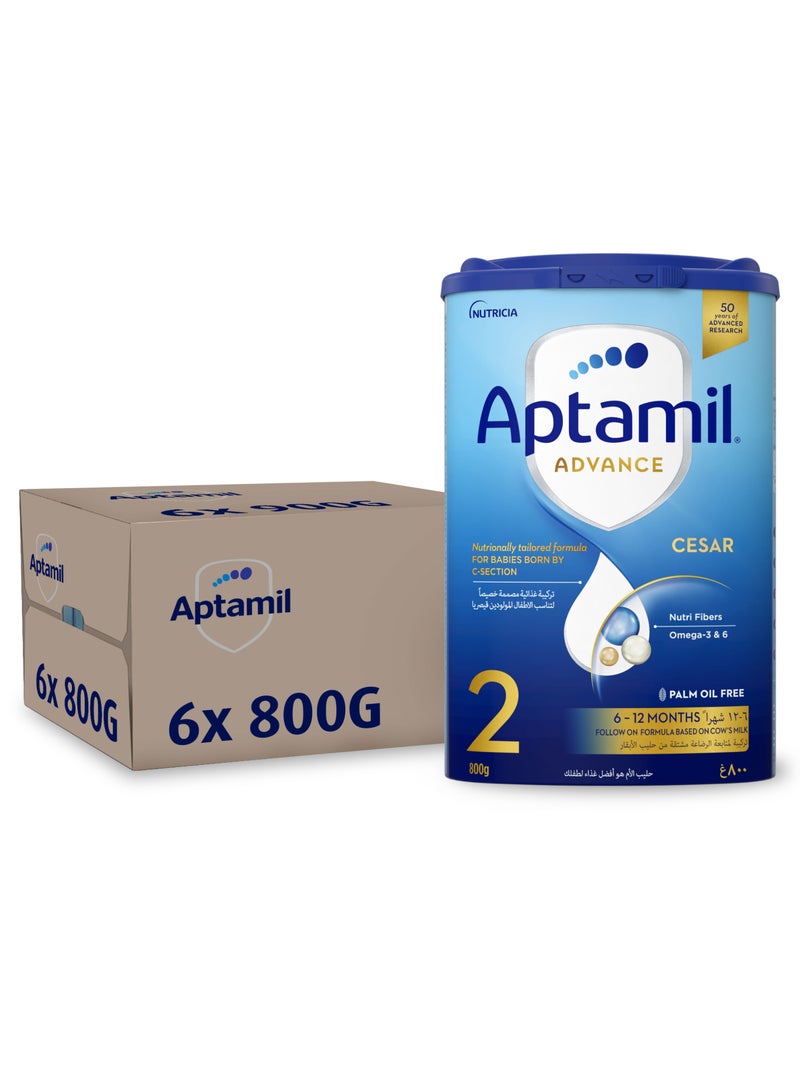 Aptamil Advance Cesar 2 Infant Milk Formula 6-12 months Plain Pack of 6 - Image 1