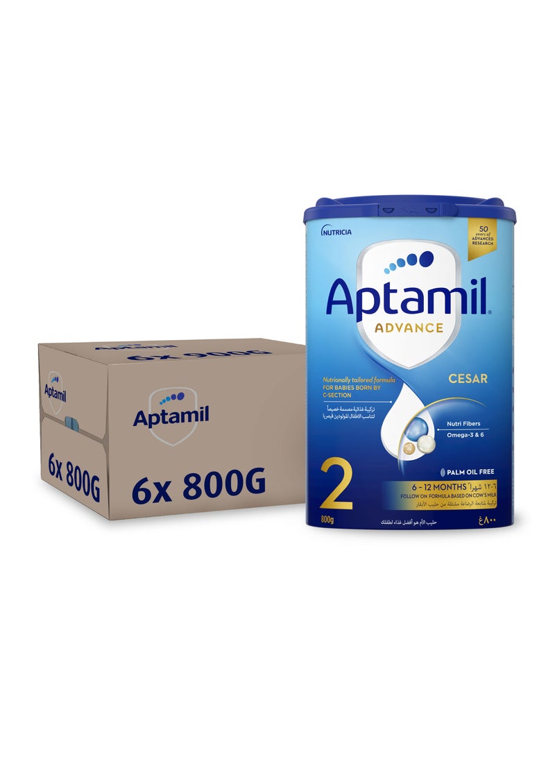Aptamil Advance Cesar 2 Follow-On Formula Milk From 6-12 Months, For C-Section Born Babies, Easy To Use Pack Plain Pack of 6 - Image 2