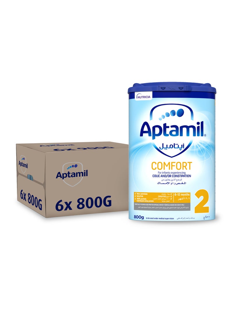 Aptamil Comfort 2 Follow-On Formula Milk From 6-12 Months, Dietary Management of Colic & Constipation, Easy To Use Pack, Plain Pack of 6 - Image 2