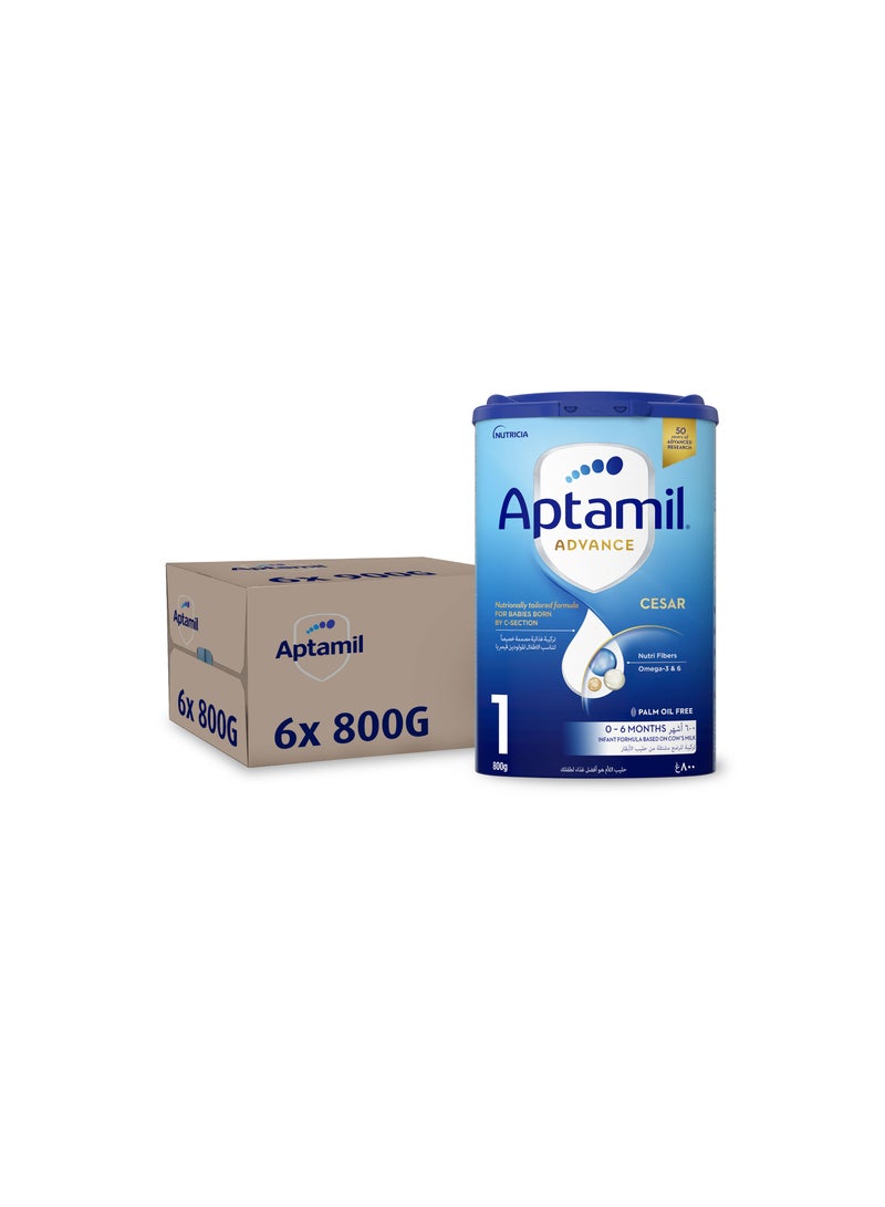 Aptamil Advance Cesar 1 Infant Formula Milk From 0-6 Months, For C-Section Born Babies, Easy To Use Pack Plain Pack of 6 - Image 2