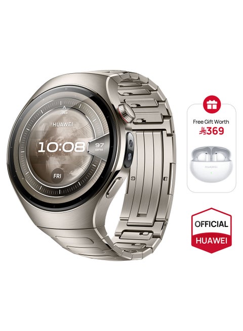 WATCH 5 46mm Smartwatch, Multi-sensing X-TAP technology, Real-Time Fingertip Blood Oxygen, Health Glance, eSIM, Two Battery Modes, iOS And Android + Free FreeBuds 6i - Silver