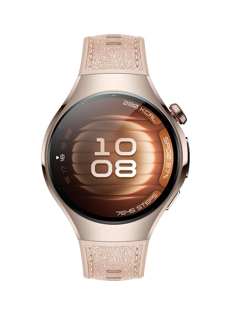HUAWEI - WATCH 5 46mm Smartwatch, Multi-sensing X-TAP technology, Real-Time Fingertip Blood Oxygen, Health Glance, eSIM, Two Battery Modes, iOS And Android + Free FreeBuds 6i - Beige - Image 1
