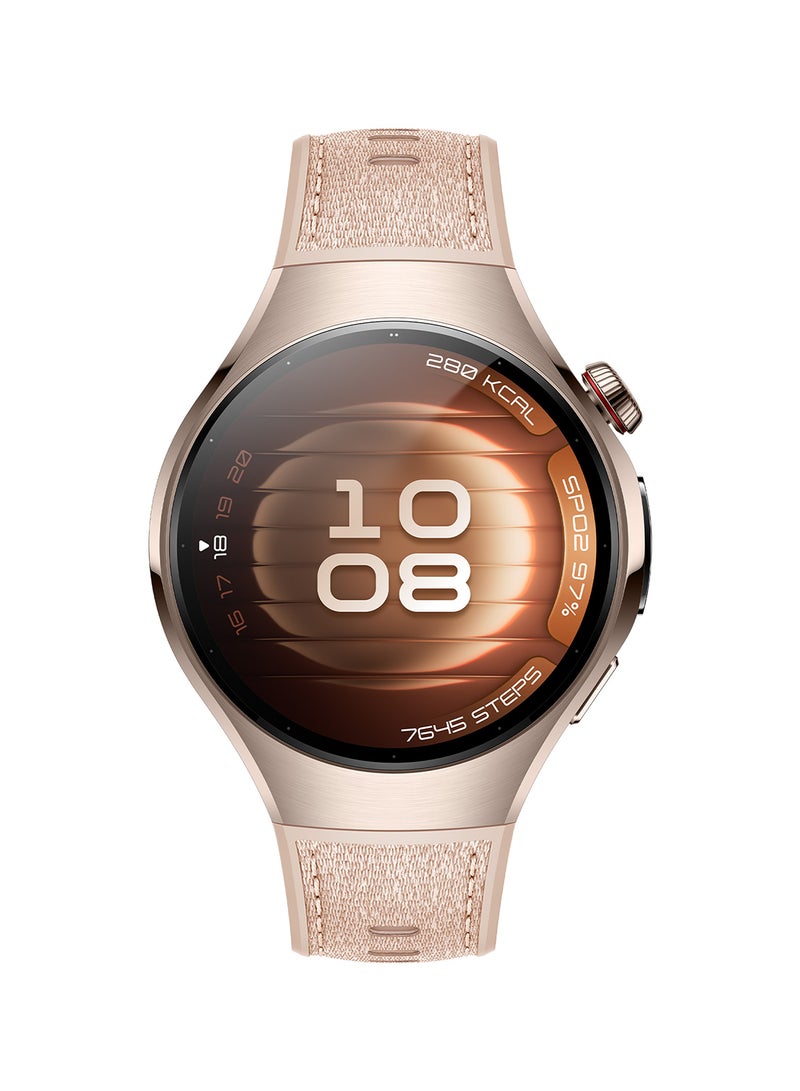 HUAWEI - WATCH 5 46mm Smartwatch, Multi-sensing X-TAP technology, Real-Time Fingertip Blood Oxygen, Health Glance, eSIM, Two Battery Modes, iOS And Android + Free FreeBuds 6i + Strap - Beige - Image 1