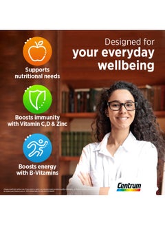 Centrum A to Zinc supplements for Adults with Vitamin B, C, D, Minerals, Nutrients and Trace Elements, 100 tablets  - Image 2