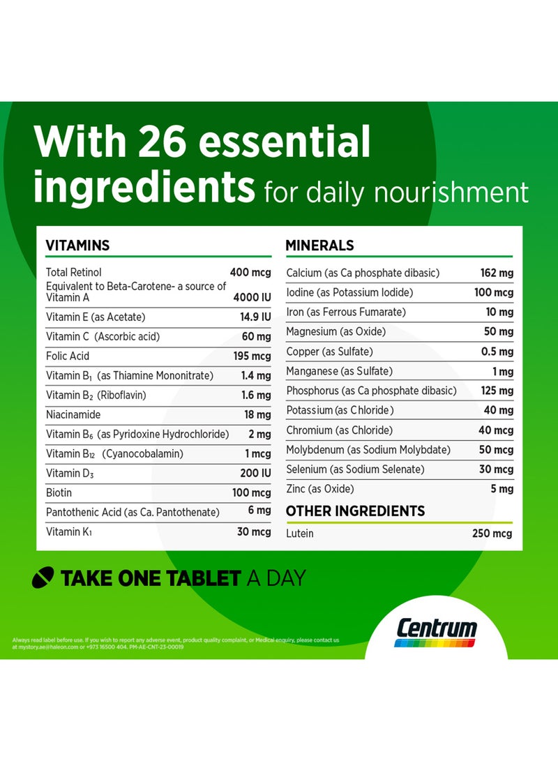 Centrum - A to Zinc supplements for Adults with Vitamin B, C, D, Minerals, Nutrients and Trace Elements, 100 tablets - Image 1