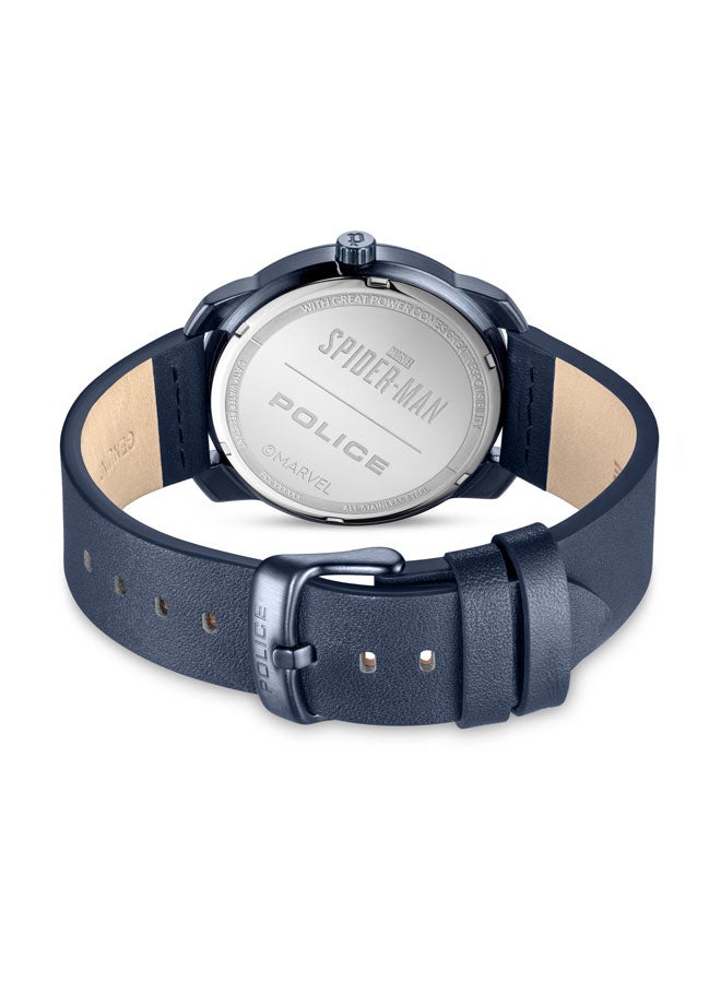بوليس Men's Superhero Edition Men's 44mm Watch with Grey Dial & Blue Leather Strap  - Image 3