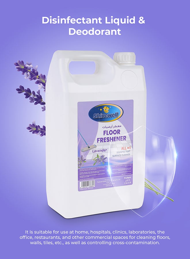 packwell Shinewell Floor Cleaner Disinfectant 5 liter Floor Cleaner Liquid, Lavender Fragrance All Purpose Cleaner Purple  - Image 4