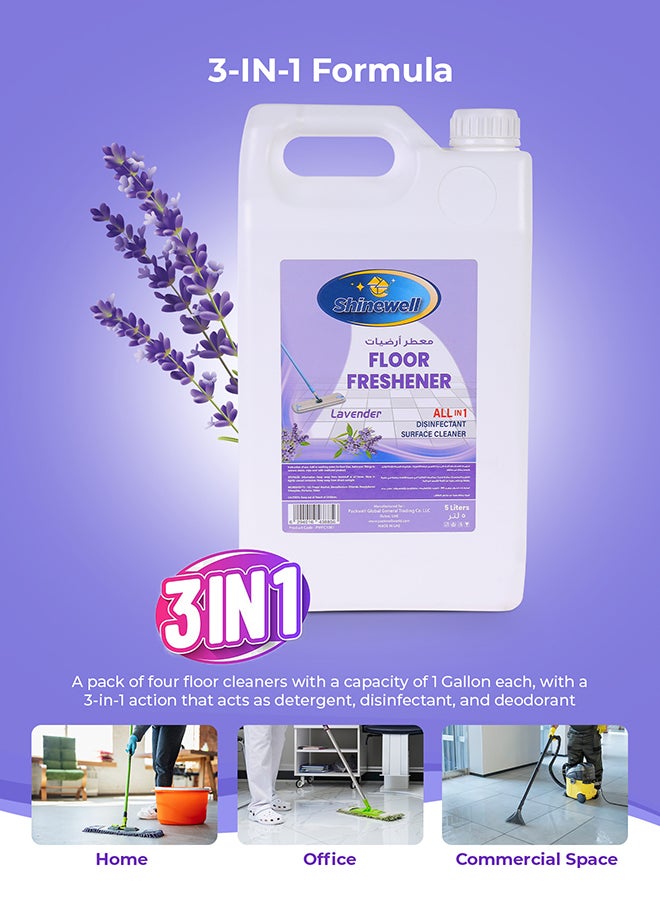 packwell Shinewell Floor Cleaner Disinfectant 5 liter Floor Cleaner Liquid, Lavender Fragrance All Purpose Cleaner Purple  - Image 5