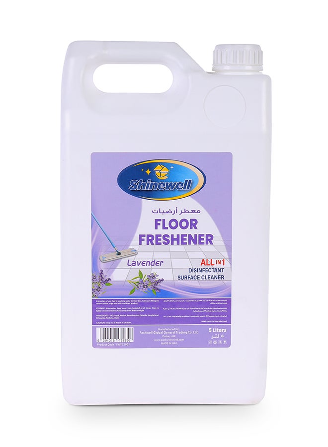 باكويل منظف الأرضيات Shinewell مطهر 5 لتر سائل تنظيف الأرضيات، برائحة اللافندر منظف متعدد الأغراض - Image 2